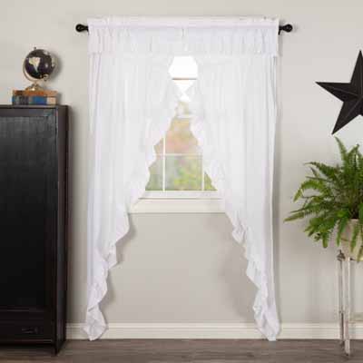 Muslin Ruffled Bleached White Prairie Long Panel Set of 2 84x36x18 ...