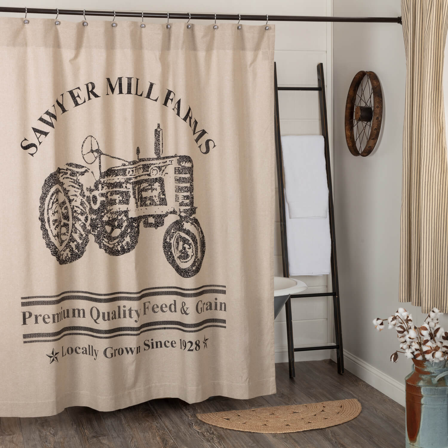 Sawyer Mill Charcoal Tractor Shower Curtain 72x72:Bedding and Bath ...
