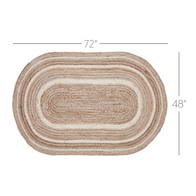 Natural and Creme Jute Rug Oval w/ Pad 48x72