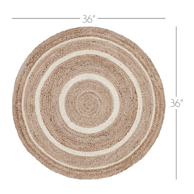 Natural and Creme Jute Rug w/ Pad 3ft Round